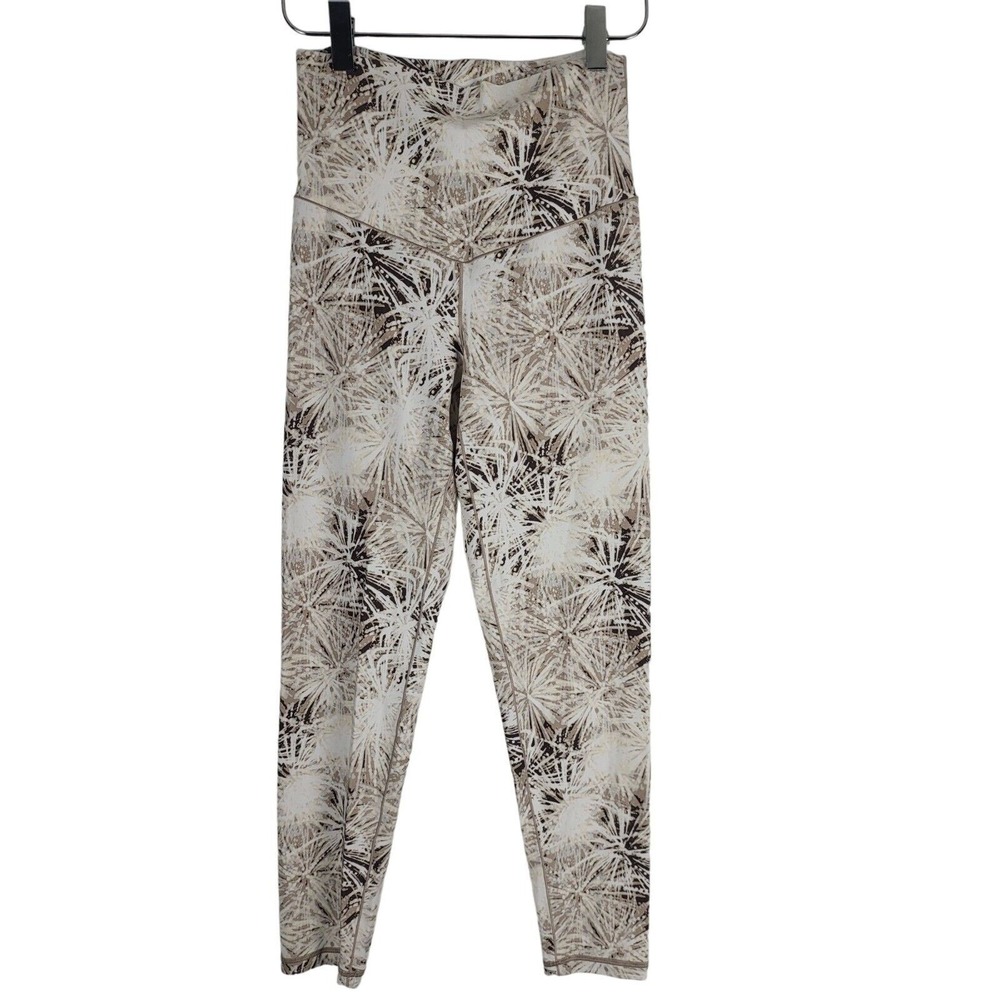 Aerie‎ Capri Leggings M Womens White Brown High Rise Skinny Athletic